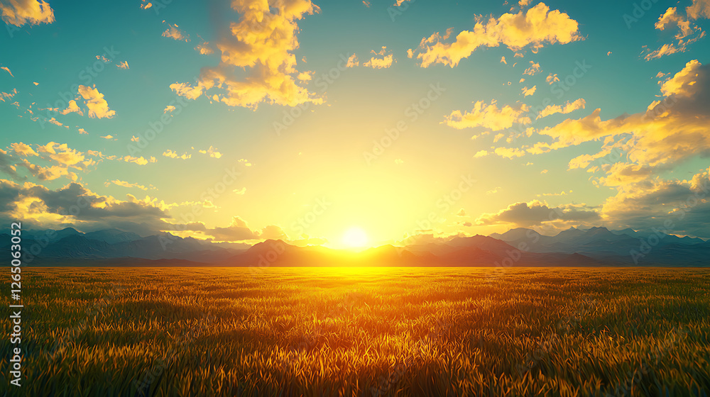 Fototapeta premium Breathtaking Sunrise Over Golden Fields