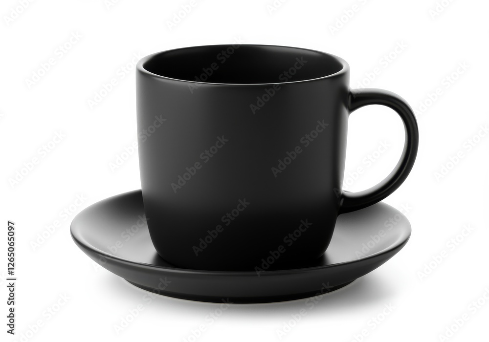 Minimalist black ceramic mug with a matching saucer, featuring a sleek matte finish and modern design for stylish beverage presentation. Isolated on transparent background Generated with AI Minimalist black ceramic mug with a matching saucer, featuring a sleek matte finish and modern design for stylish beverage presentation. Isolated on transparent background Generated with AI