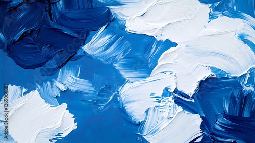 Wallpaper Mural Abstract Blue and White Impasto Painting Texture AI Generated Torontodigital.ca