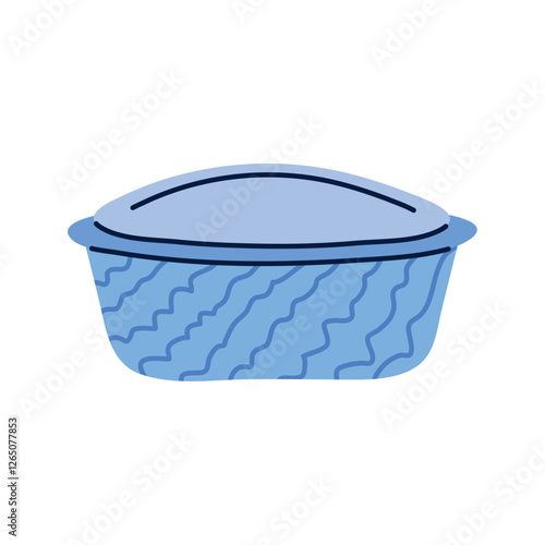 Vector Illustration of a Covered Casserole Dish for Cooking and Baking in the Kitchen