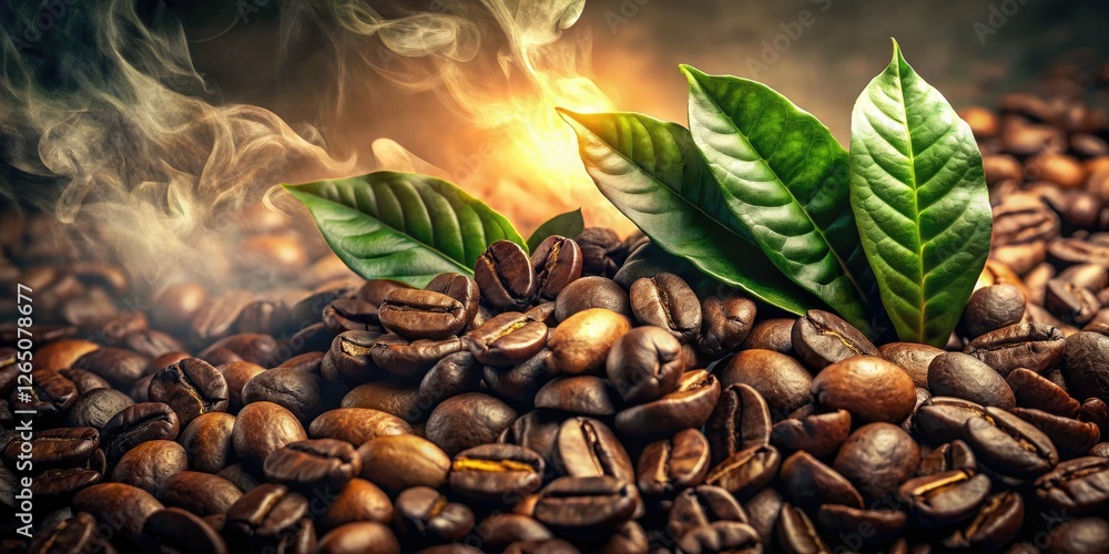 Obraz premium Intriguing coffee bean art: a double exposure showcasing dark roast's rich aroma in stunning photography.