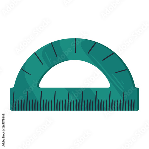 Vector Illustration of a Green Protractor Ruler for Geometry and Math on White Background