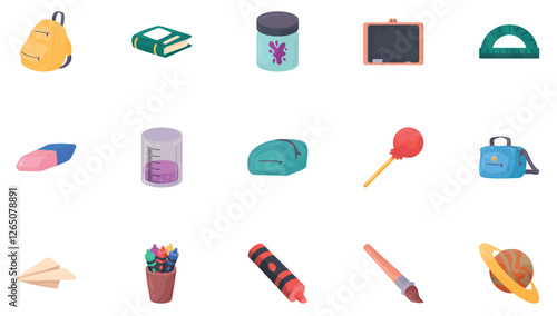 set of school vector icons with white background