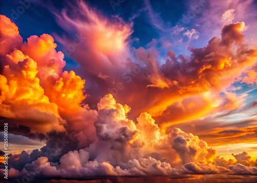 Wallpaper Mural Panoramic Sunset Sky: Fluffy Clouds at Golden Hour Torontodigital.ca