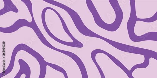Abstract horizontal background with 2 colors waves. Trendy vector illustration design in style retro 60s and 70s. Purple color.