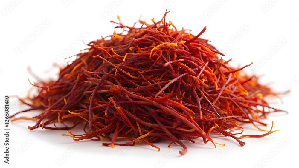 Naklejka premium Pile of Saffron Threads on White Background