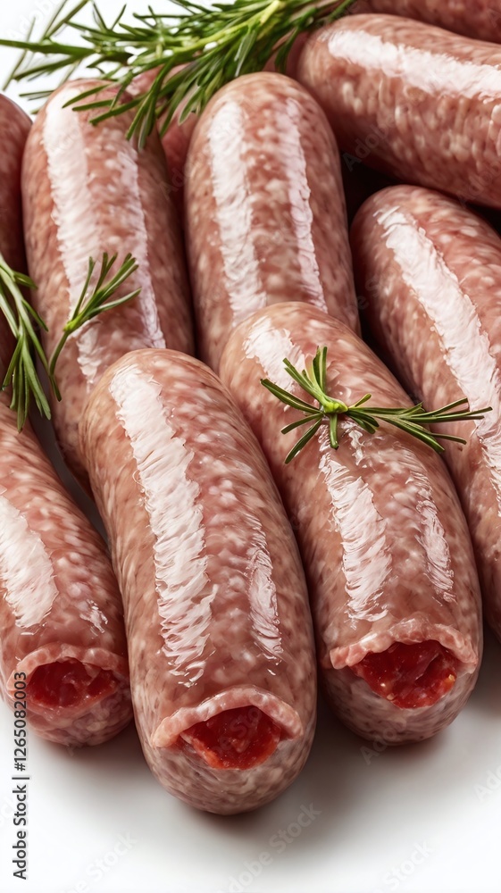 Group of raw sausage isolated on white background. Group of raw sausage isolated on white background.