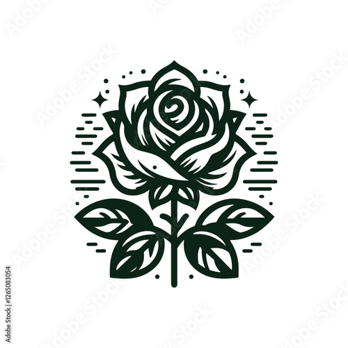Roses hand drawn line art vector illustration. Black line rose flowers inflorescence silhouettes isolated on white background. Icon collection. Vector doodle illustration