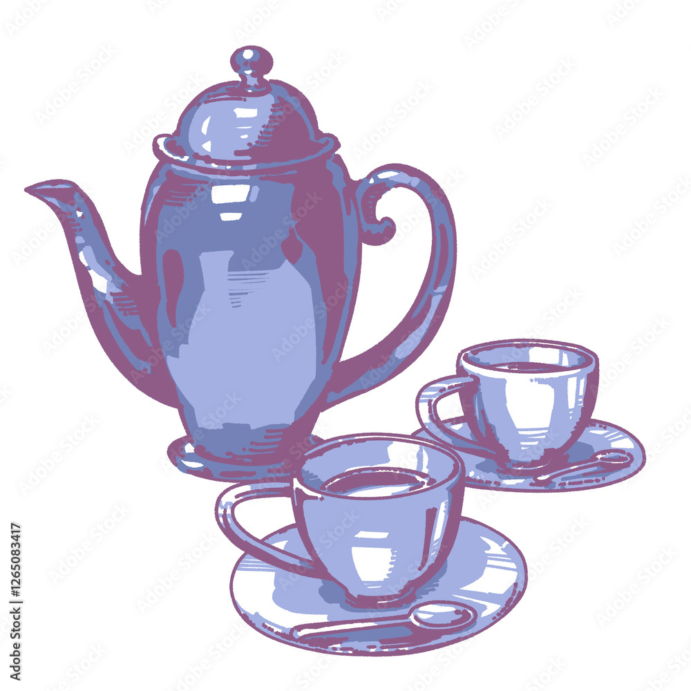 Obraz premium ティーセットのイラスト