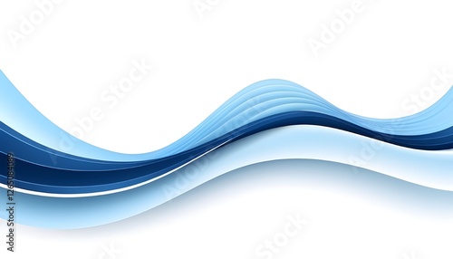 Elegant Blue Wave Flow On Transparent Background, Elegant Blue Wave Flow On a white Background, 