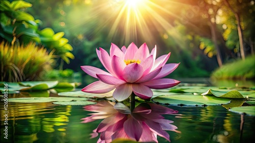 Pink lotus flowers blossom beautifully in a serene pond, creating captivating images of tranquil nature.