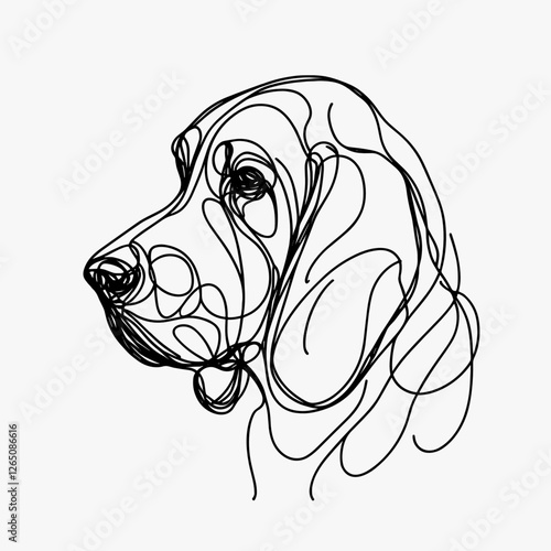 Minimalist Line Art of Bloodhound breed Dog 