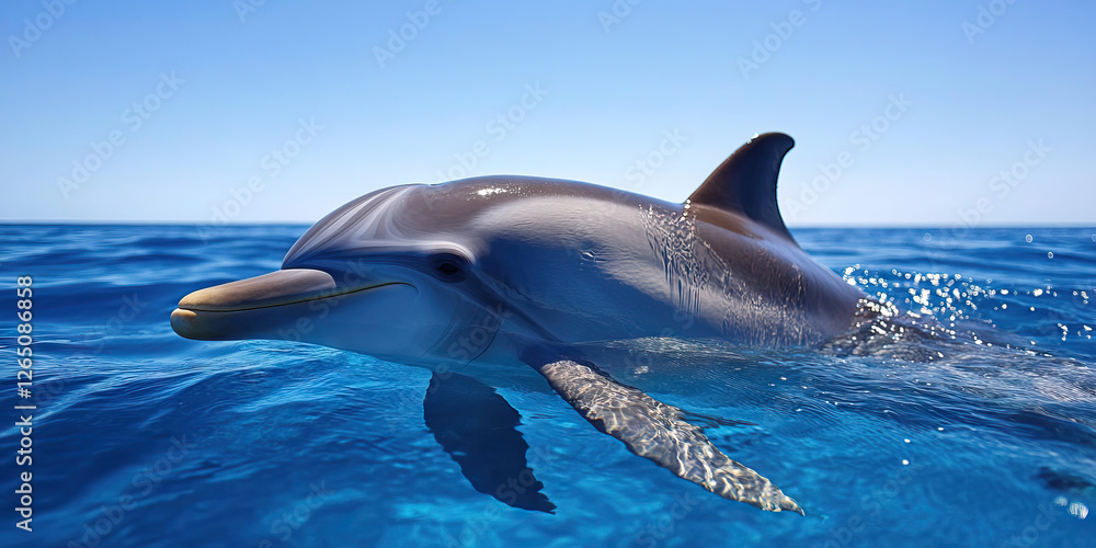 Naklejka premium Striped Dolphin in Ocean Water