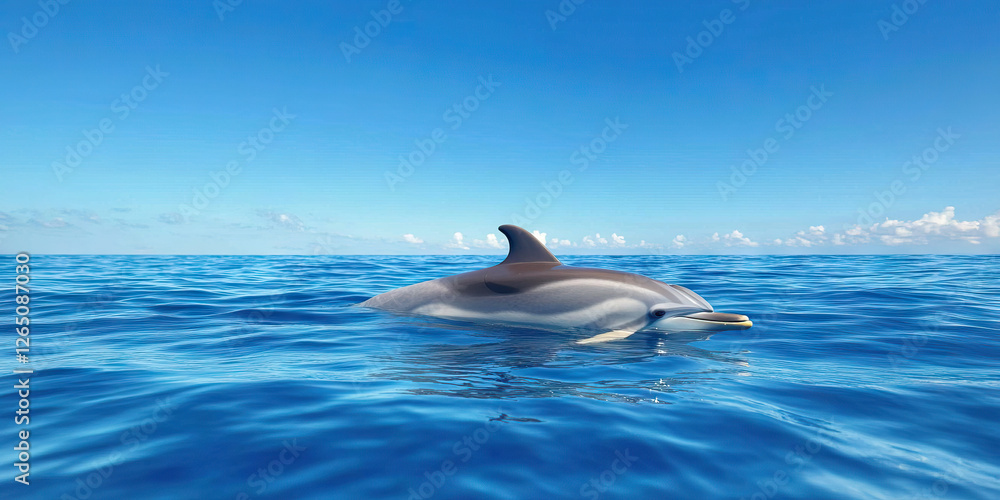 Fototapeta premium Striped Dolphin in Ocean Water under Clear Sky