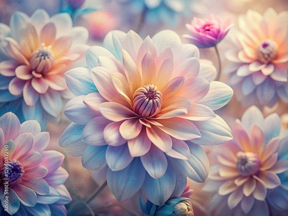 Pastel Floral Pattern Background: Soft Hues & Delicate Blooms - Stock Photo Pastel Floral Pattern Background: Soft Hues & Delicate Blooms - Stock Photo