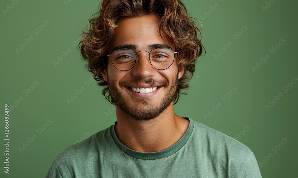 Fototapeta premium Isolated Young Man Image - Happy and Relaxed Portrait with Thumbs Up Gesture and Minimalist Background