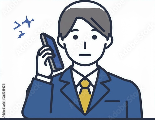 男性会社員がスマホで電話をするイラスト。AIで生成 photo