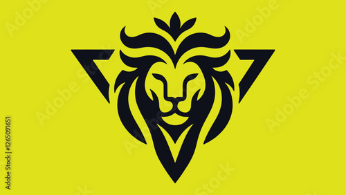 Minimalist logo inspired by a lion's head and the letter v