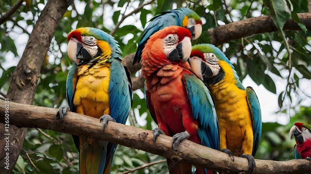 Colorful macaw on tree branches
Colorful macaw on tree branches