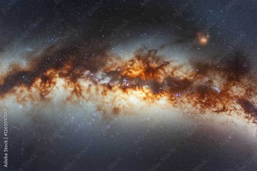 Stunning panoramic view of the Milky Way galaxy, showcasing its vibrant colors and cosmic dust. Stunning panoramic view of the Milky Way galaxy, showcasing its vibrant colors and cosmic dust.