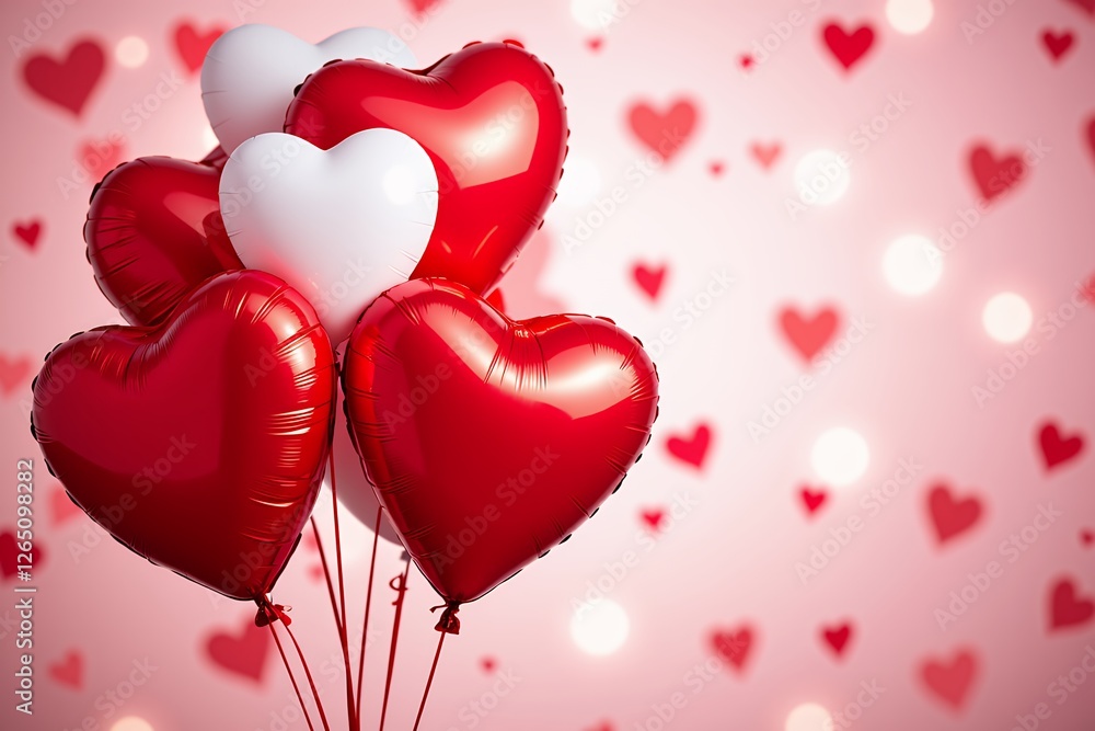 Romantic Red and White Heart Balloons for Valentine s Day Celebration Romantic Red and White Heart Balloons for Valentine s Day Celebration