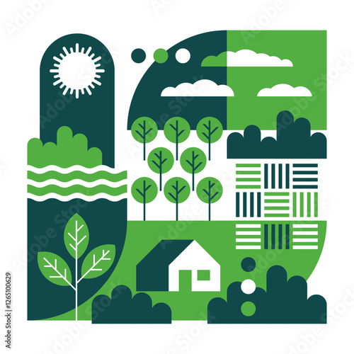 Smart Farming, using drones- geometric decoration