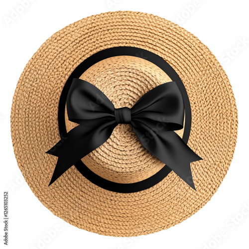 Straw Hat with a Black Ribbon