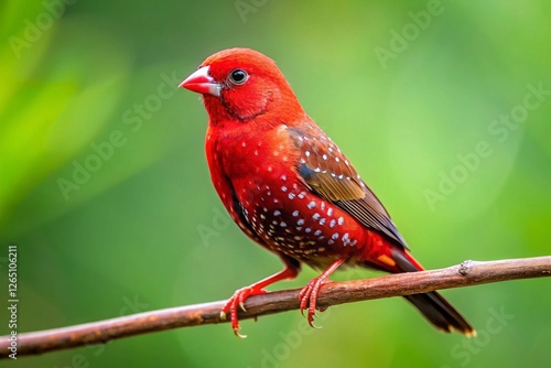 Red Avadavat Bird Side Profile, Vibrant Plumage, Wildlife Photography photo