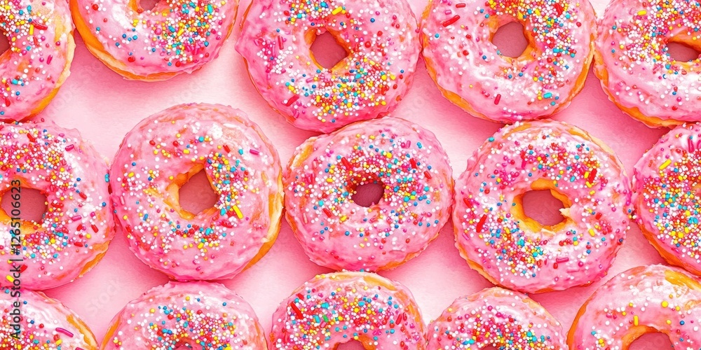 Pink donuts with sprinkles on pink background. (1) Pink donuts with sprinkles on pink background. (1)