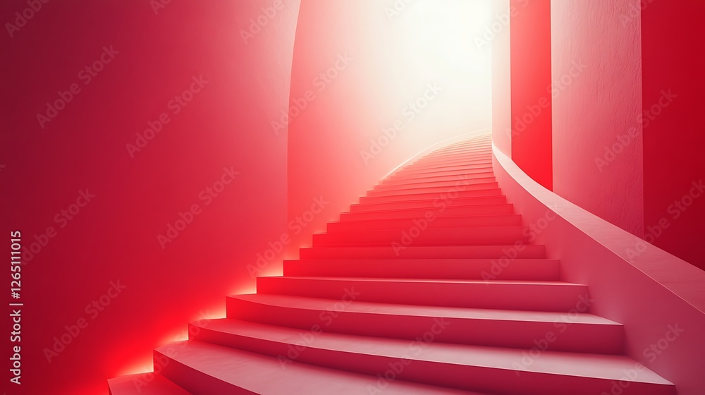Fototapeta premium Red Upward Arrow on Bar Graph Symbolizing Growth, A digital illustration of a red upward arrow on a bar graph
