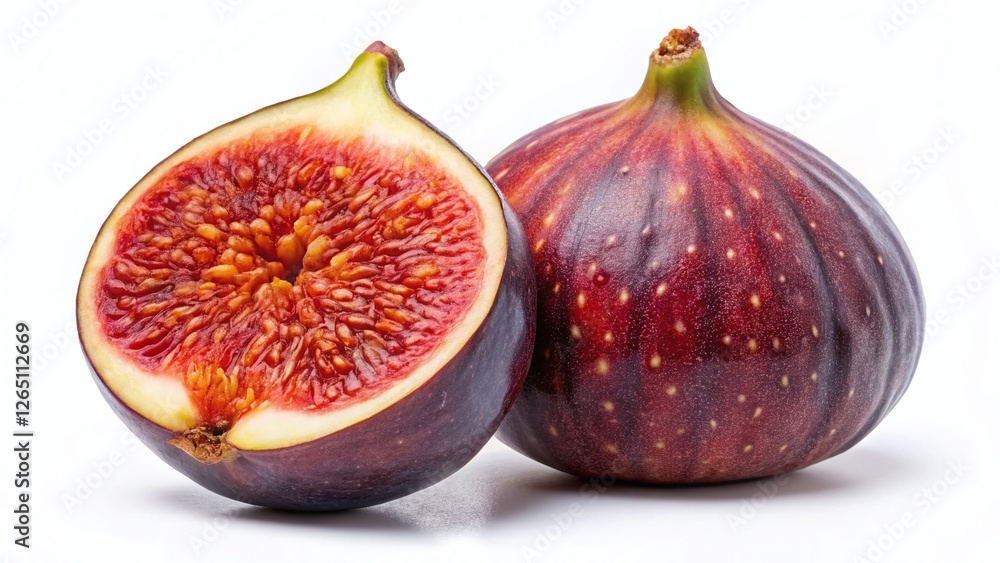 Ripe Fig Isolated on White Background - Fresh Fruit Studio Shot