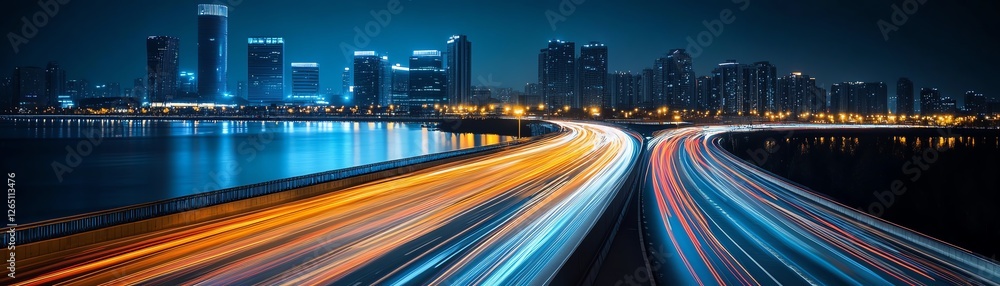 Fototapeta premium Dynamic nighttime city highway