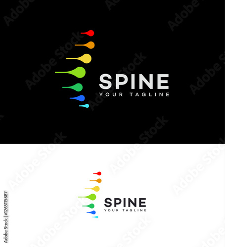 Colorful Spine Logo Design, Healthcare, Chiropractic, Rainbow, Vertebrae, Abstract, Modern, Medical