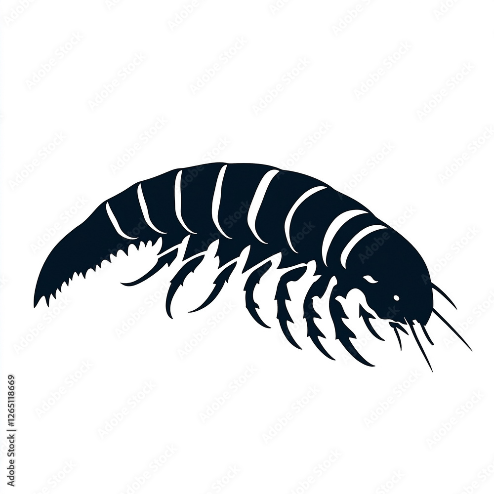 Simple Vector Logo of Isopod Silhouette with white background in dark blue color Simple Vector Logo of Isopod Silhouette with white background in dark blue color