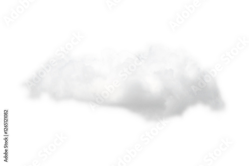 White cloud on transparent sky, one white cloud and sky in PNG isolated on transparent background