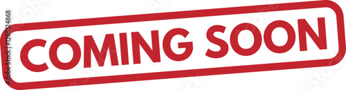 Coming soon stamp icon isolated on white background . Red coming soon stamp label . Vector