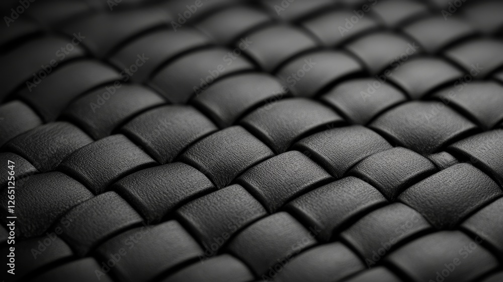 Fototapeta premium Close-up of intricately woven black leather texture showcasing craftsmanship and detail