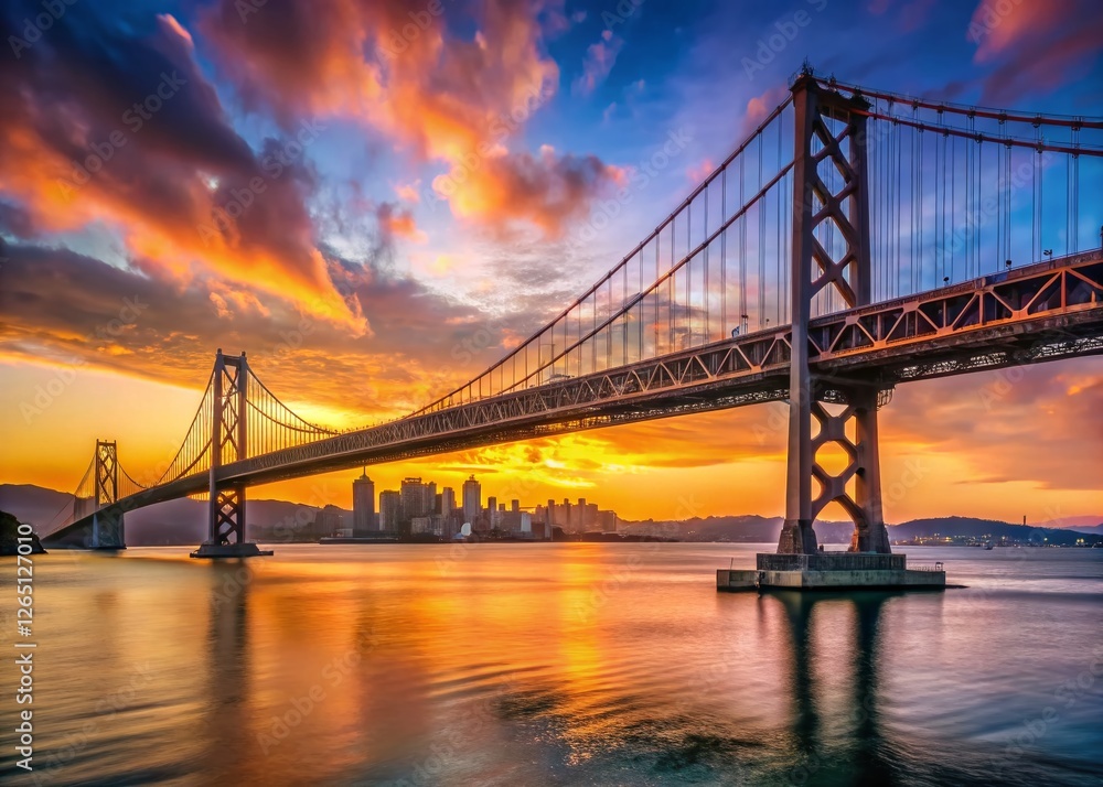 San Francisco Bay Bridge: Stunning High-Definition Panoramic View at Sunset San Francisco Bay Bridge: Stunning High-Definition Panoramic View at Sunset