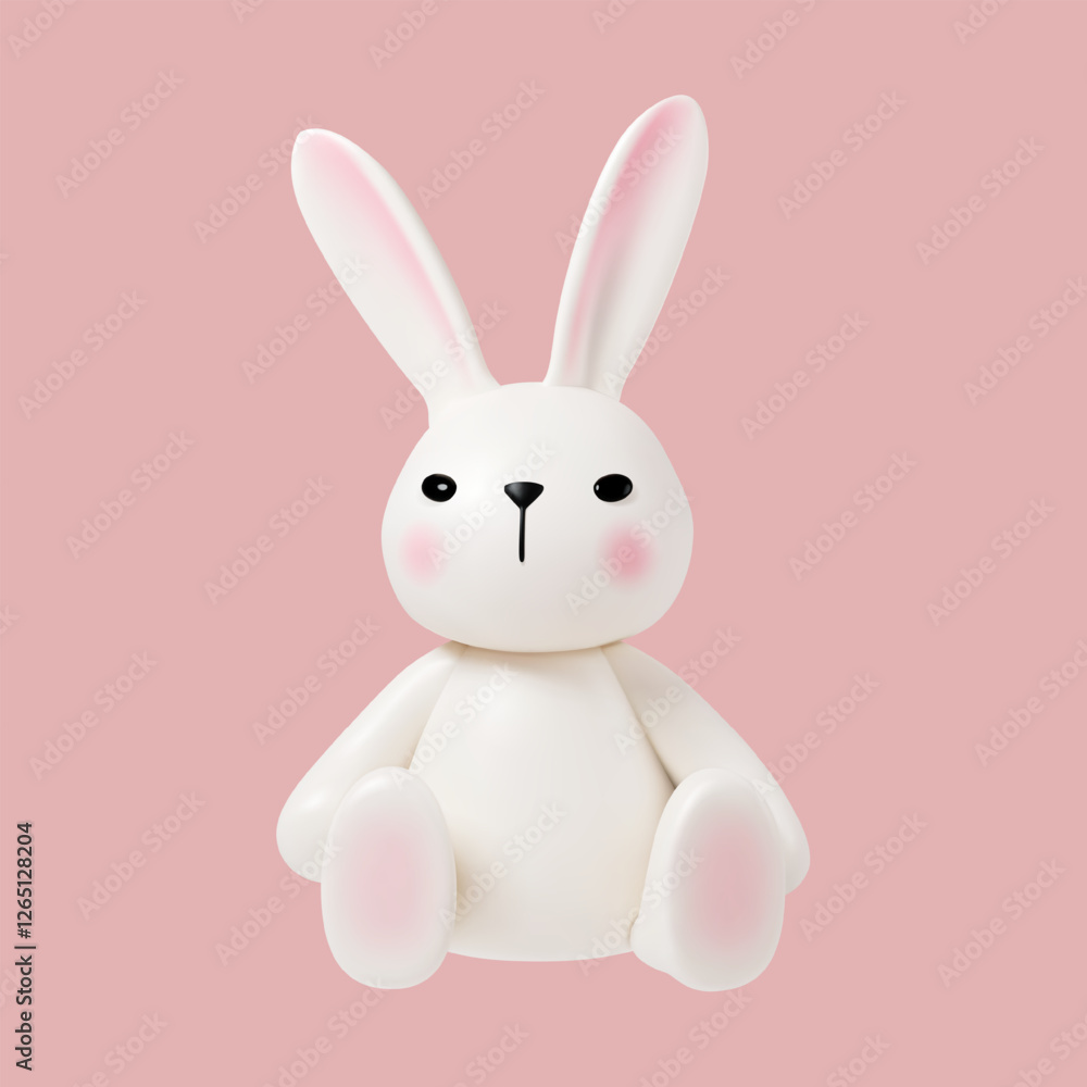 3D rabbit with long ears, sitting isolated. Cute Easter bunny for holiday decoration, spring celebration, and seasonal festive design. Perfect for greeting cards, digital art, Easter-themed projects 3D rabbit with long ears, sitting isolated. Cute Easter bunny for holiday decoration, spring celebration, and seasonal festive design. Perfect for greeting cards, digital art, Easter-themed projects