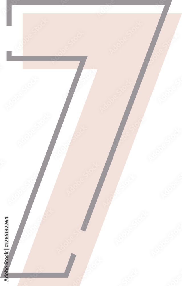 Number 7 with overlapping effect, modern minimalistic letter Number 7 with overlapping effect, modern minimalistic letter
