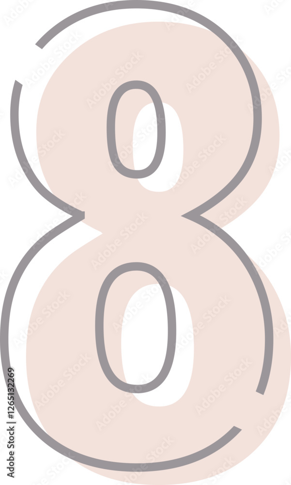 Number 8 with overlapping effect, modern minimalistic letter