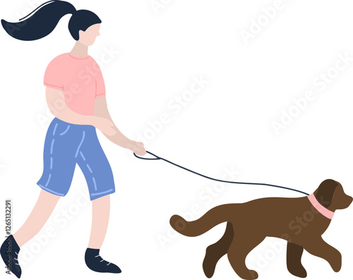 산책, 강아지 산책, 강아지, 개, 애완 동물, 벡터, 女, 걷기, animal, 걷다, 실루엣, 트레이닝