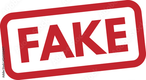 Fake stamp icon isolated on white background . Red Fake stamp label icon . Vector