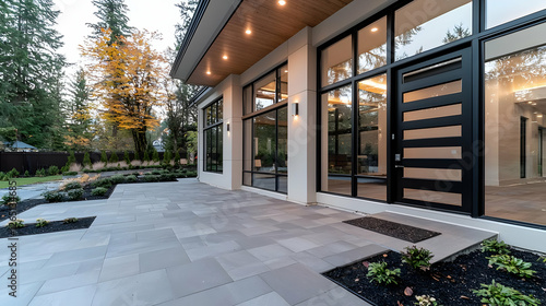 Wallpaper Mural Modern home exterior, patio, autumn trees Torontodigital.ca