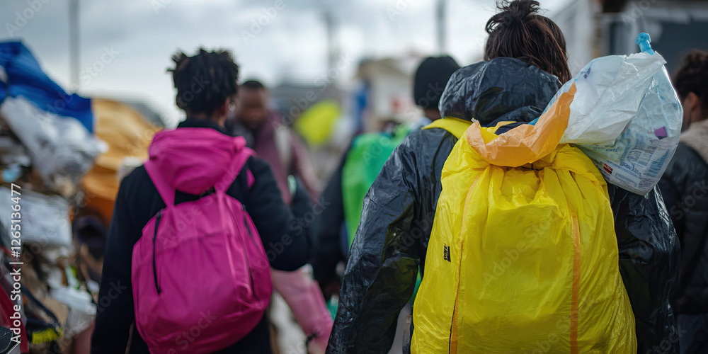 Individuals Carrying Backpacks in an Outdoor Setting Individuals Carrying Backpacks in an Outdoor Setting