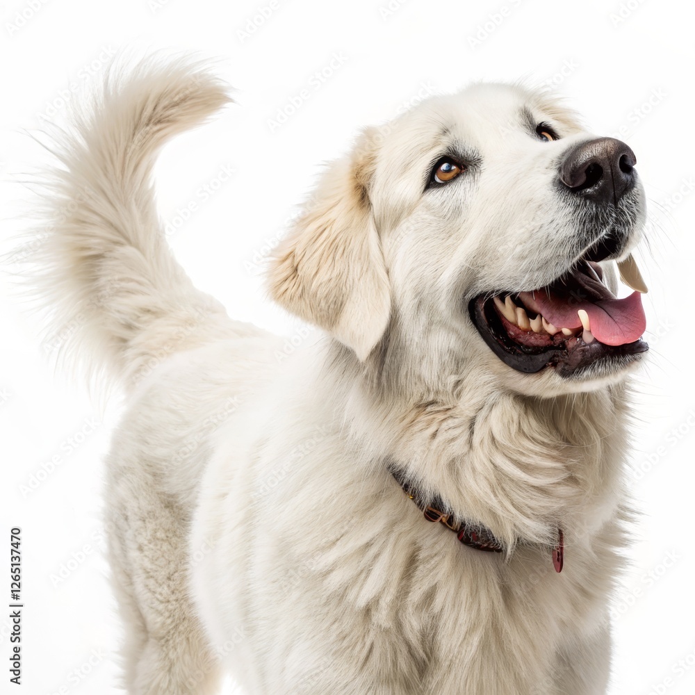 Fototapeta premium Happy dog photo, white background