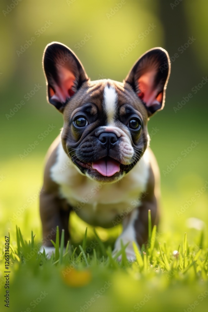 Fototapeta premium Playful French Bulldog puppy exploring its surroundings , lifestyle, pet