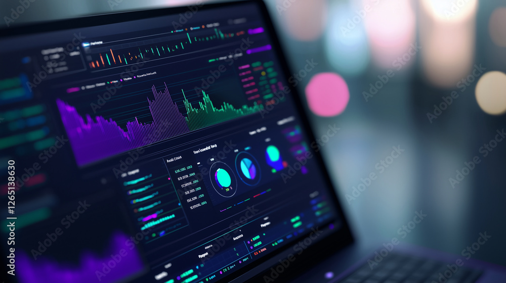 Futuristic Digital Analytics Interface with Neon Visualization Futuristic Digital Analytics Interface with Neon Visualization