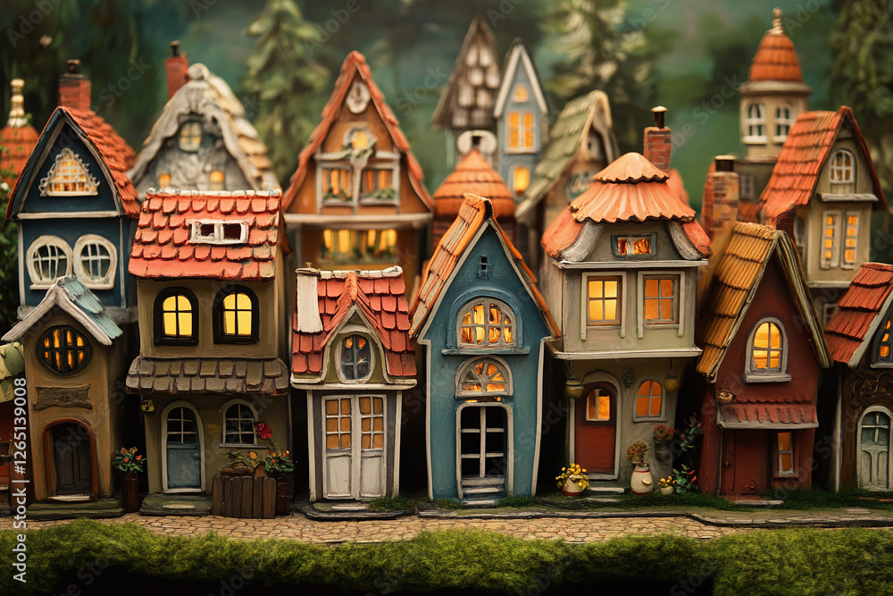 Cute colorful houses illustration, small fatnasy houses, faury house, fantasy city, small town, dream house, fairytale house, cozy homes, enchanting buildings Cute colorful houses illustration, small fatnasy houses, faury house, fantasy city, small town, dream house, fairytale house, cozy homes, enchanting buildings