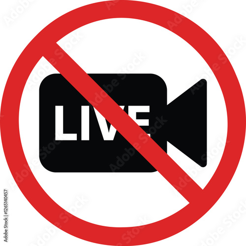 No live stream sign isolated on white background . No live icon . Vector illustration
